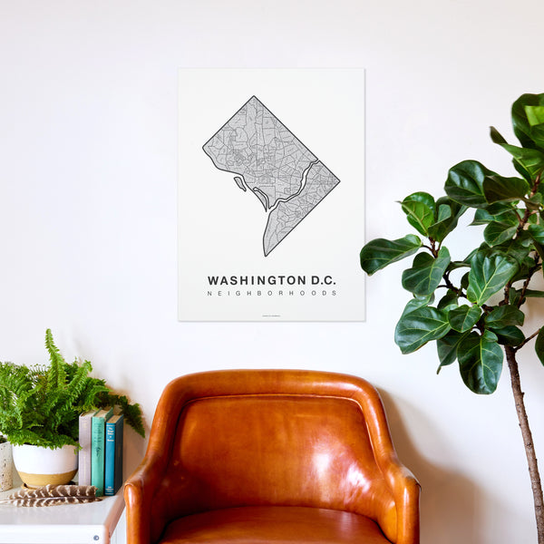 Washington D.C. Neighborhood Map Poster, Washington D.C. City Map Art Print