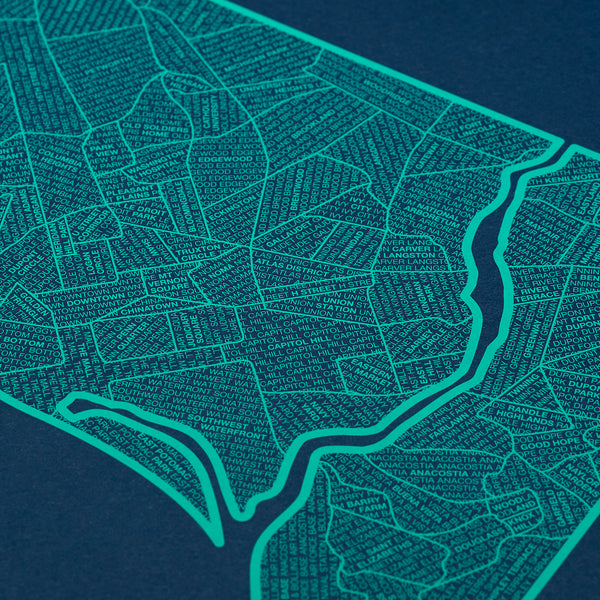 Washington D.C. Neighborhood Map Poster, Washington D.C. City Map Art Print
