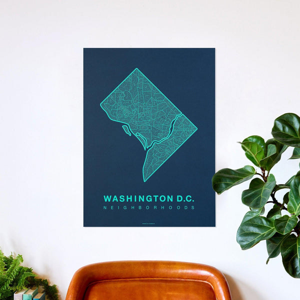 Washington D.C. Neighborhood Map Poster, Washington D.C. City Map Art Print