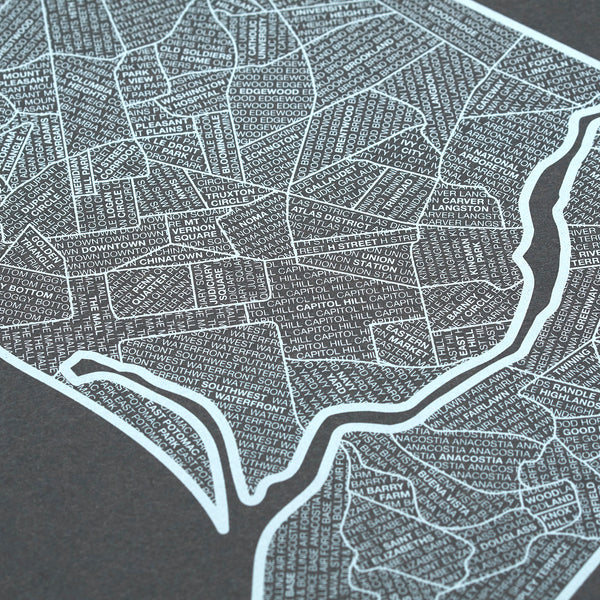 Washington D.C. Neighborhood Map Poster, Washington D.C. City Map Art Print