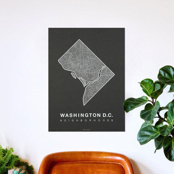 Washington D.C. Neighborhood Map Poster, Washington D.C. City Map Art Print