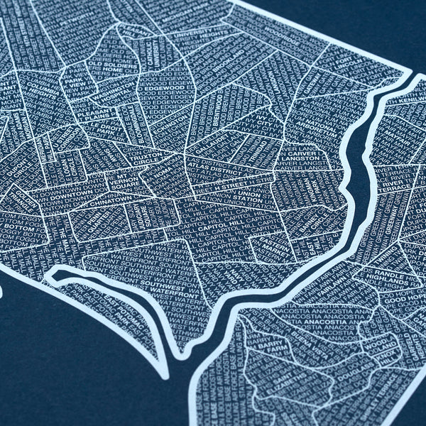 Washington D.C. Neighborhood Map Poster, Washington D.C. City Map Art Print