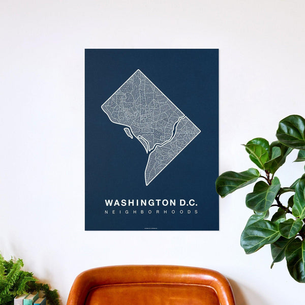 Washington D.C. Neighborhood Map Poster, Washington D.C. City Map Art Print