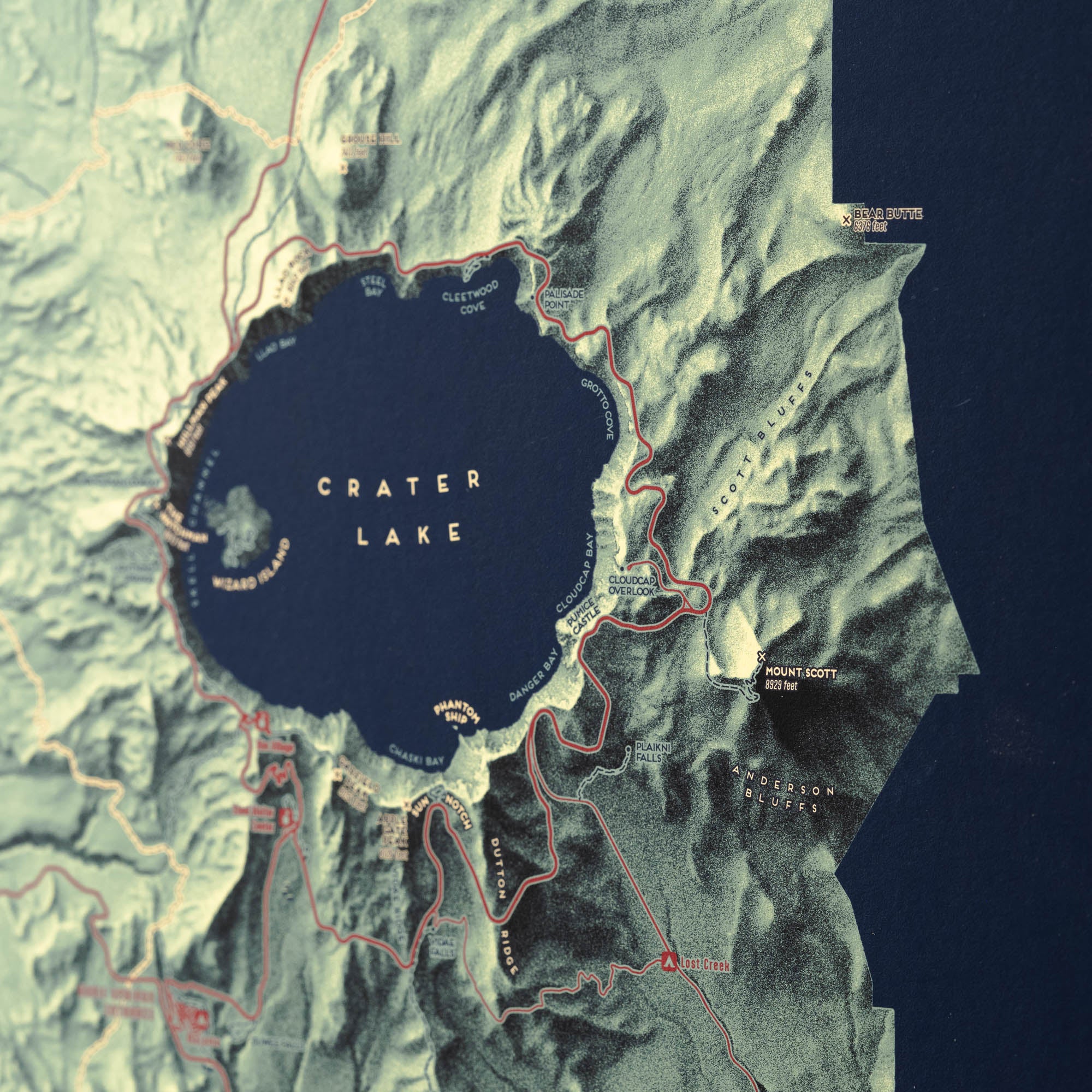 Crater Lake deals National Park Topographic Map Print