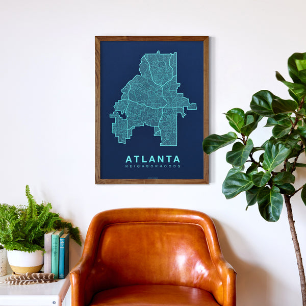 Atlanta Neighborhood Map Poster, Atlanta City Map Art Print