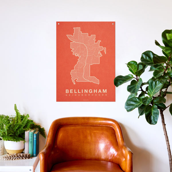 Bellingham Neighborhood Map Poster, Bellingham City Map Art Print