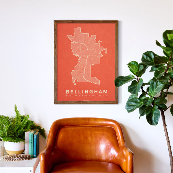 Bellingham Neighborhood Map Poster, Bellingham City Map Art Print