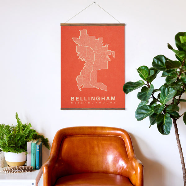 Bellingham Neighborhood Map Poster, Bellingham City Map Art Print