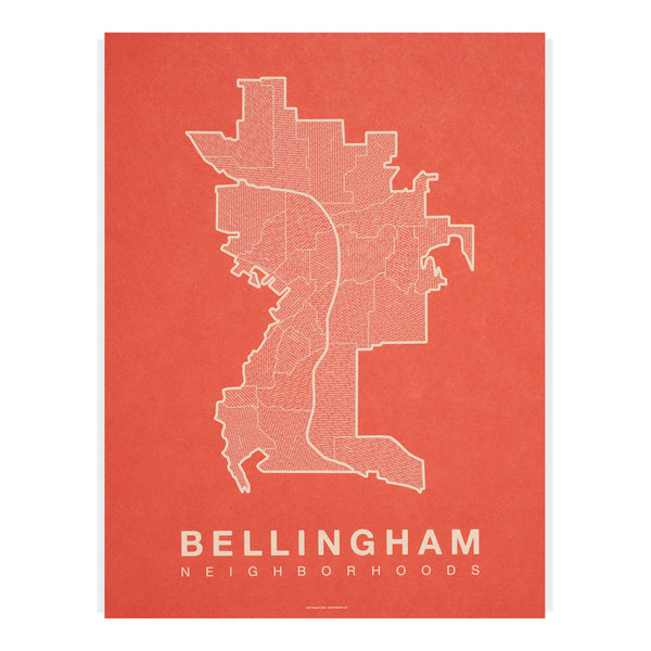 Bellingham Neighborhood Map Poster, Bellingham City Map Art Print