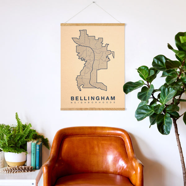 Bellingham Neighborhood Map Poster, Bellingham City Map Art Print