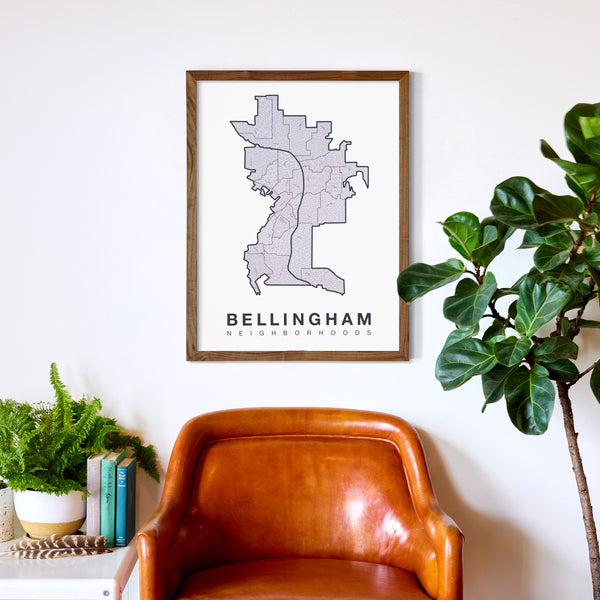 Bellingham Neighborhood Map Poster, Bellingham City Map Art Print