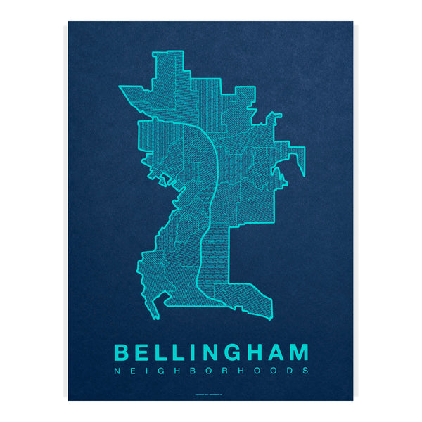 Bellingham Neighborhood Map Poster, Bellingham City Map Art Print