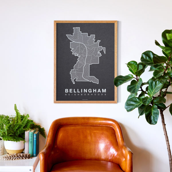 Bellingham Neighborhood Map Poster, Bellingham City Map Art Print