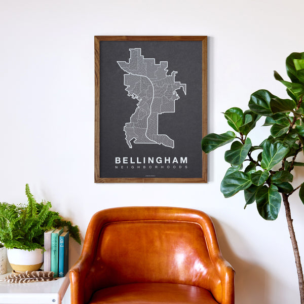 Bellingham Neighborhood Map Poster, Bellingham City Map Art Print