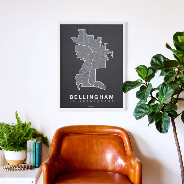 Bellingham Neighborhood Map Poster, Bellingham City Map Art Print