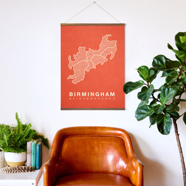 Birmingham Neighborhood Map Poster, Birmingham City Map Art Print