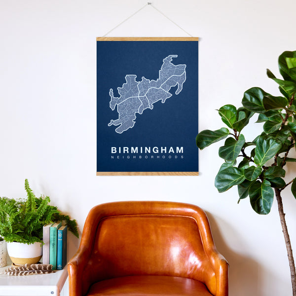 Birmingham Neighborhood Map Poster, Birmingham City Map Art Print