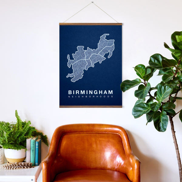 Birmingham Neighborhood Map Poster, Birmingham City Map Art Print