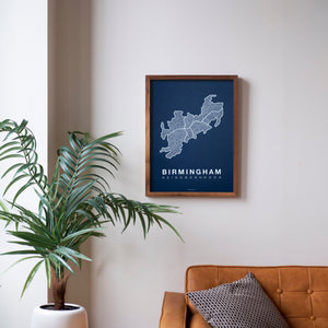 Birmingham Neighborhood Map Poster, Birmingham City Map Art Print