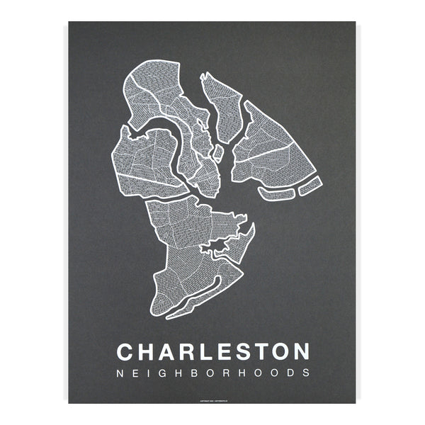 Charleston Neighborhood Map Poster, Charleston City Map Art Print