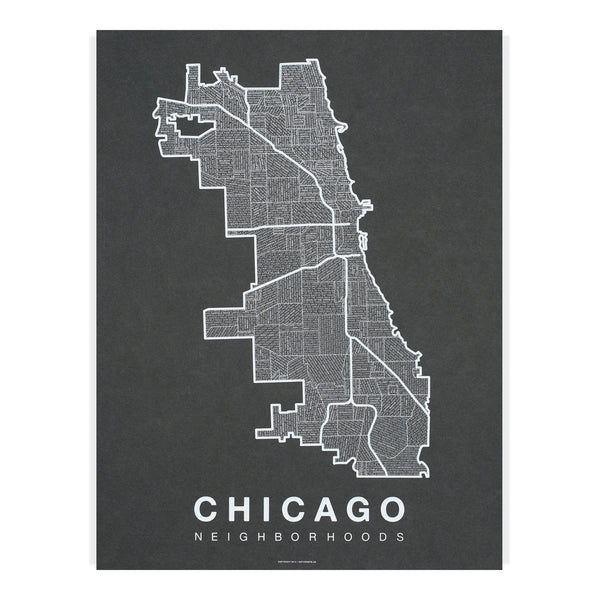 Chicago Neighborhood Map Poster, Chicago City Map Art Print