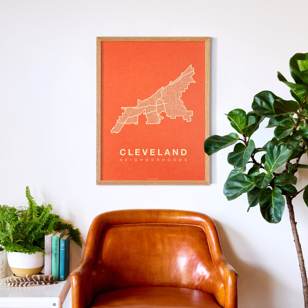 Cleveland Neighborhood Map Poster, Cleveland City Map Art Print