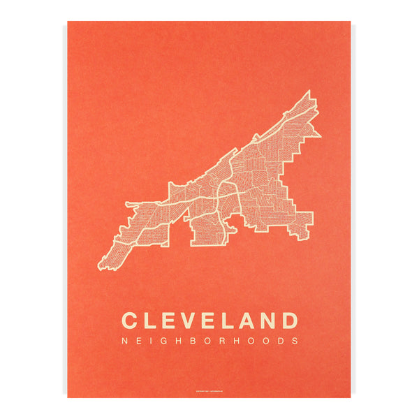 Cleveland Neighborhood Map Poster, Cleveland City Map Art Print