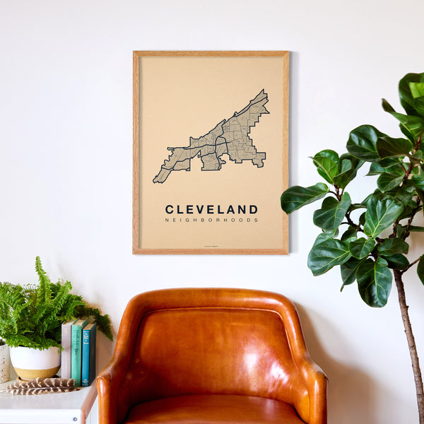 Cleveland Neighborhood Map Poster, Cleveland City Map Art Print