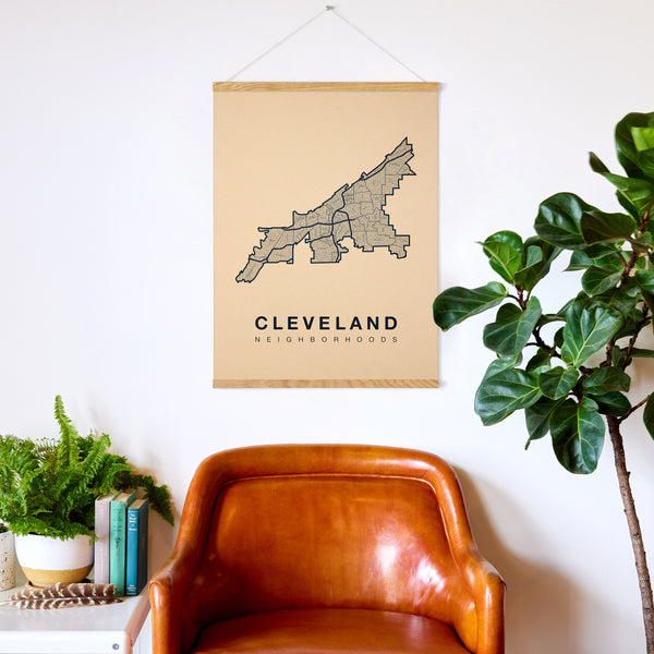 Cleveland Neighborhood Map Poster, Cleveland City Map Art Print