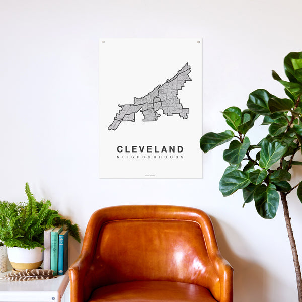 Cleveland Neighborhood Map Poster, Cleveland City Map Art Print