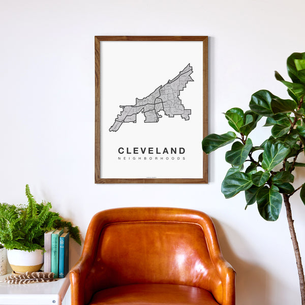 Cleveland Neighborhood Map Poster, Cleveland City Map Art Print