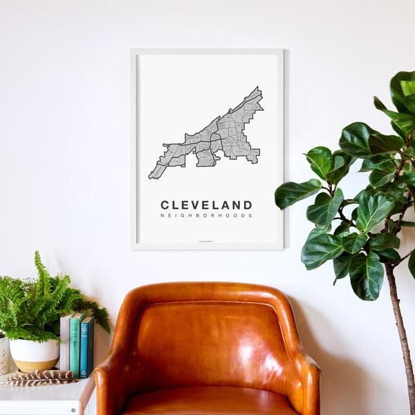 Cleveland Neighborhood Map Poster, Cleveland City Map Art Print