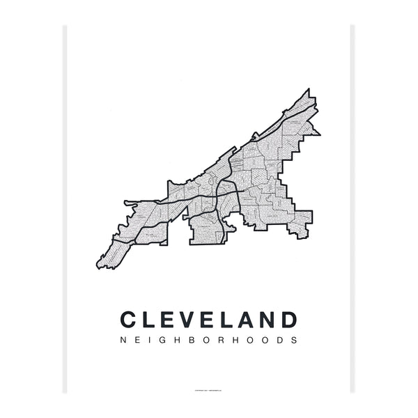 Cleveland Neighborhood Map Poster, Cleveland City Map Art Print