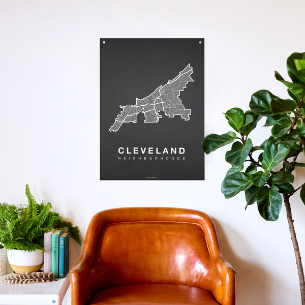 Cleveland Neighborhood Map Poster, Cleveland City Map Art Print