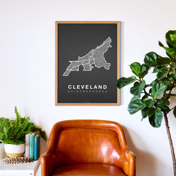 Cleveland Neighborhood Map Poster, Cleveland City Map Art Print