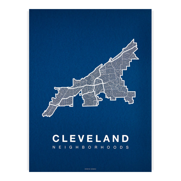 Cleveland Neighborhood Map Poster, Cleveland City Map Art Print
