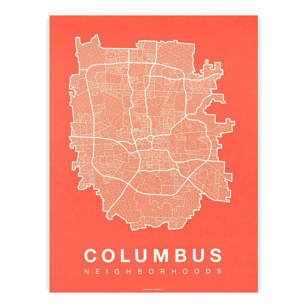 Columbus Neighborhood Map Poster, Columbus City Map Art Print