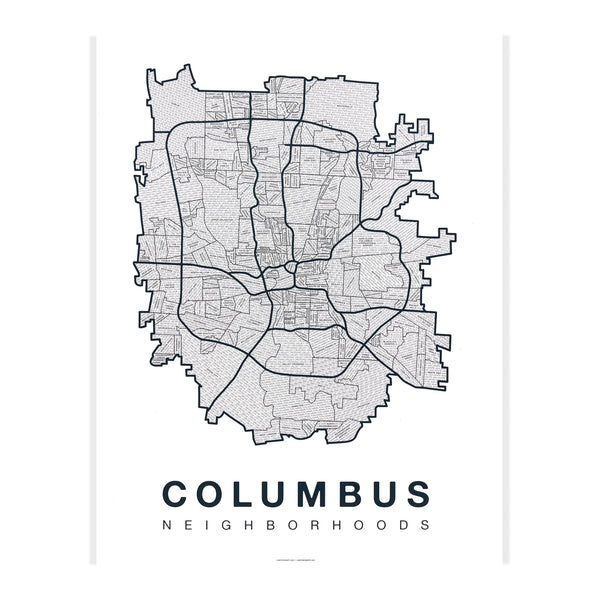 Columbus Neighborhood Map Poster, Columbus City Map Art Print