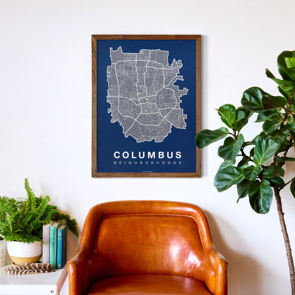 Columbus Neighborhood Map Poster, Columbus City Map Art Print