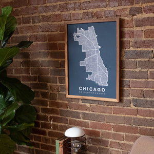 Chicago Neighborhood Map Poster, Chicago City Map Art Print