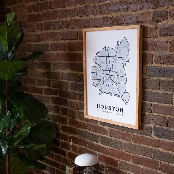 Houston Neighborhood Map Poster, Houston City Map Art Print