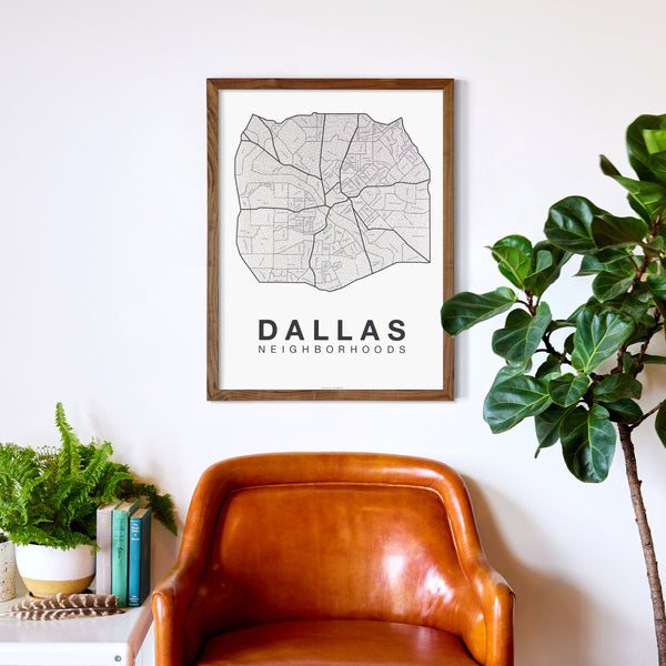 Dallas Neighborhood Map Poster, Dallas City Map Art Print
