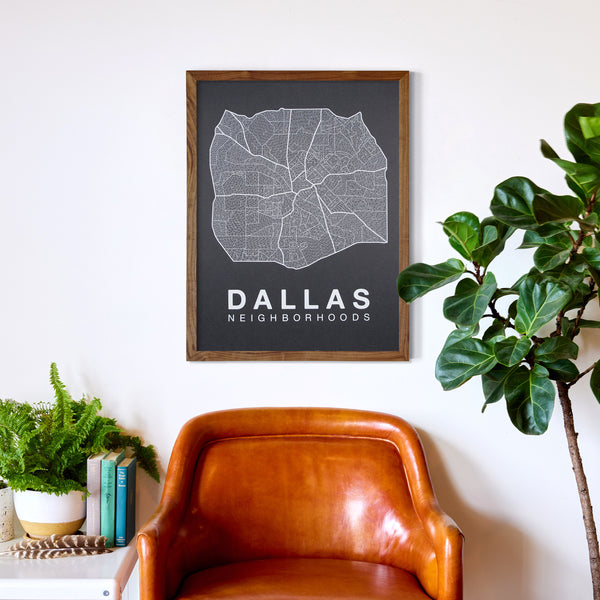 Dallas Neighborhood Map Poster, Dallas City Map Art Print
