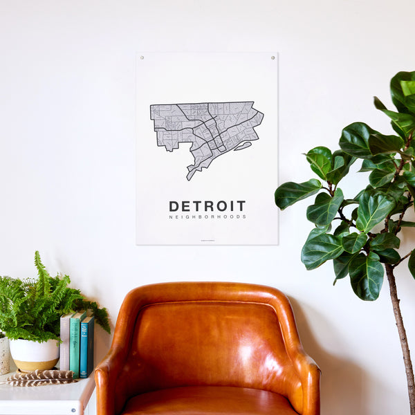 Detroit Neighborhood Map Poster, Detroit City Map Art Print