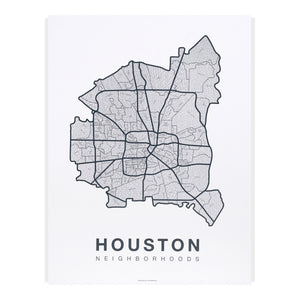 Houston Neighborhood Map Poster, Houston City Map Art Print