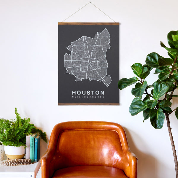 Houston Neighborhood Map Poster, Houston City Map Art Print