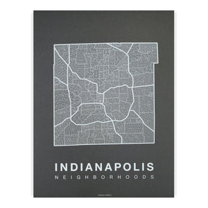 Indianapolis Neighborhood Map Poster, Indianapolis City Map Art Print