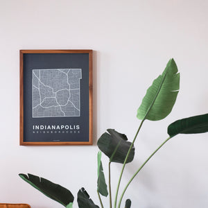 Indianapolis Neighborhood Map Poster, Indianapolis City Map Art Print