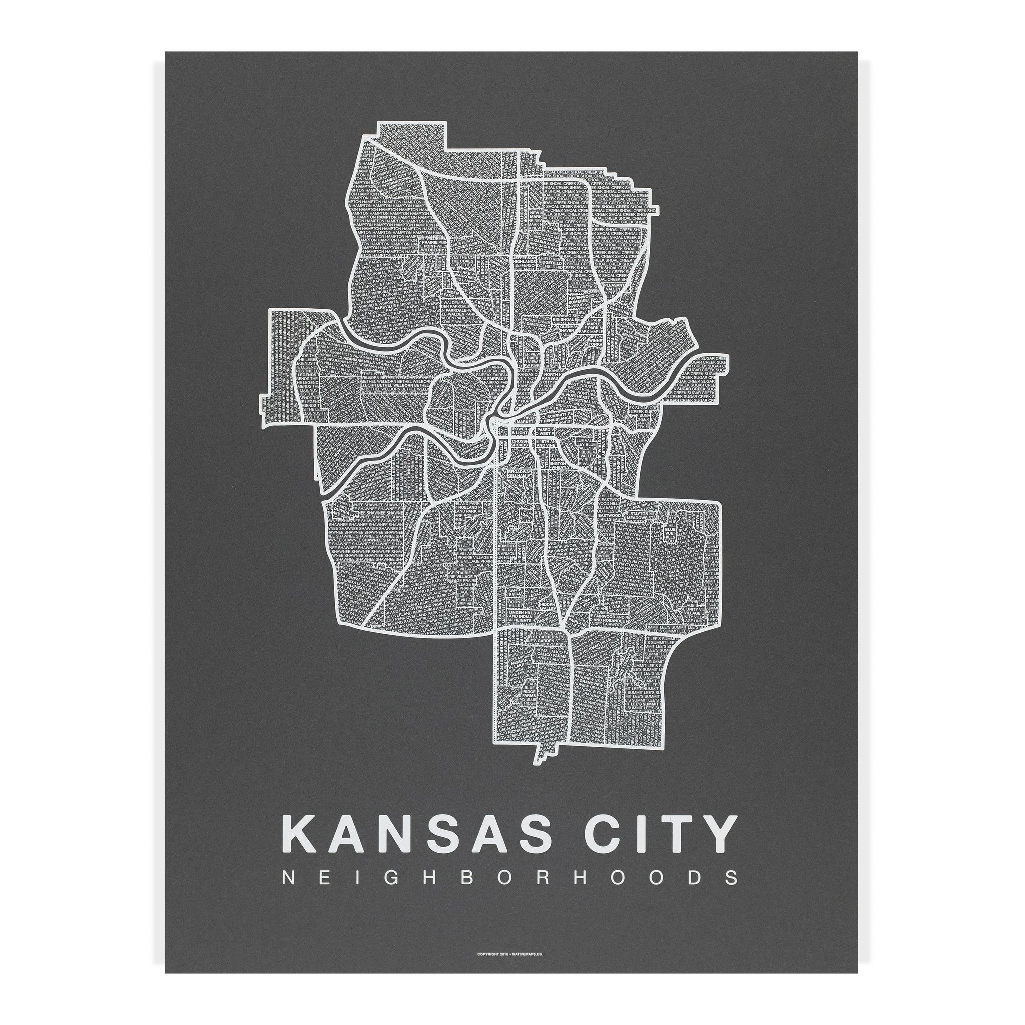 Kansas City Map Print | Kansas City Neighborhood Map – Native Maps