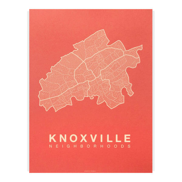 Knoxville Neighborhood Map Poster, Knoxville City Map Art Print